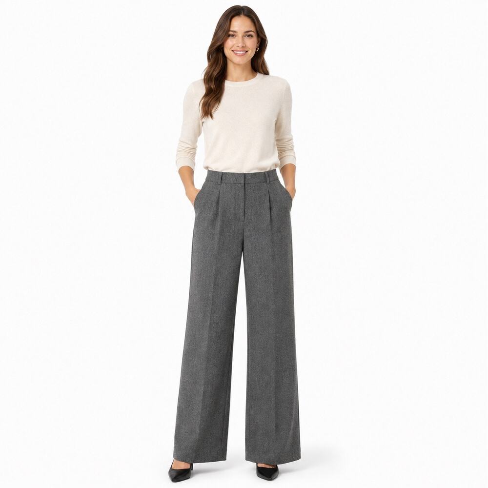 Talbots Women’s Size 6 Gray Wool Wide Leg Dress Pants Pleated Trouser P69
